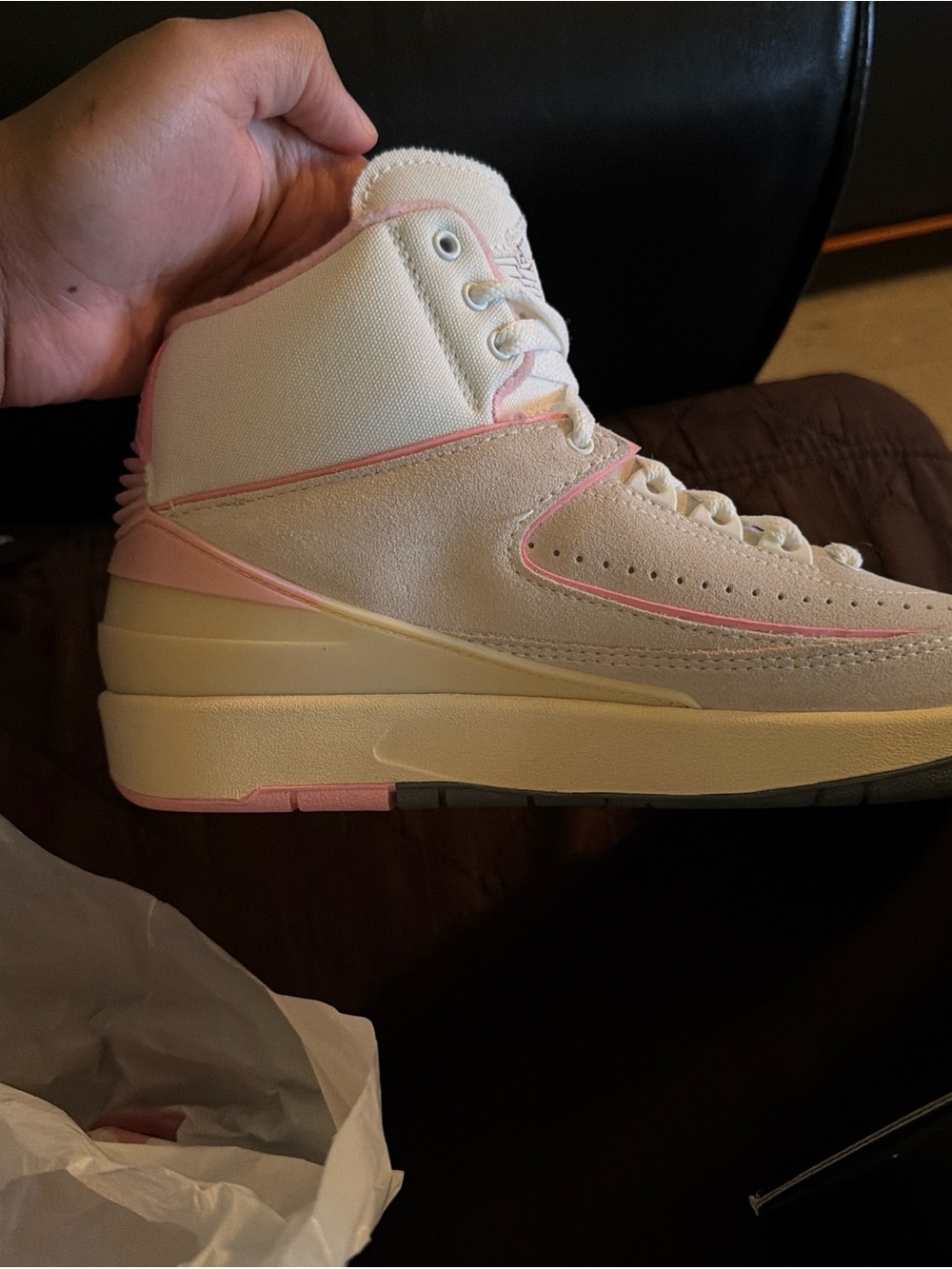Women’s Air Jordan 2 Retro White and Pink High-Top Sneaker